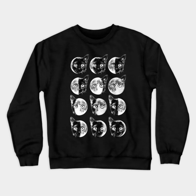 Cat moon phases Crewneck Sweatshirt by Dikhotomy